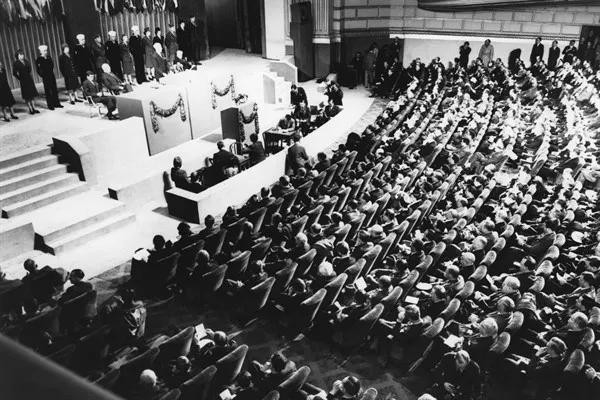 Representatives of 50 countries attend the United Nations Conference on International Organization to draw up the U.N. Charter, in San Francisco, California, April 25, 1945 (AP Photo). Source: World Politics Review Remembering the San Francisco Conference That Created the U.N. | World Politics Review